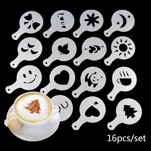 16 pcs coffee stencil