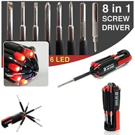 8 In 1 Screw Driver With 6 Led Light