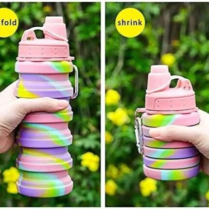 Silicon collapsible bottle-500 ml BPA- free food grade silicone , hold both hot & cold beverages, clear & big cup - mouth easy , easy to clean